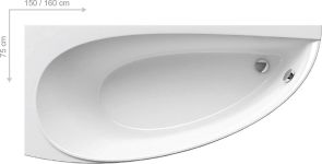 Ванная ассиметричная левая AVOCADO 150x75 L, RAVAK