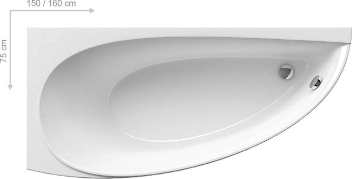 Ванная ассиметричная левая AVOCADO 160x75 L, RAVAK