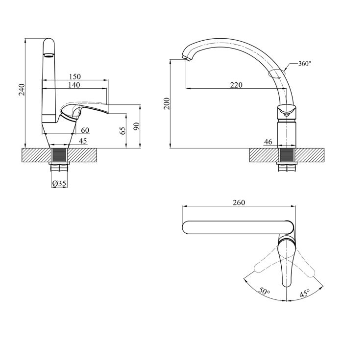 Смеситель для кухни Agua Leon - C031