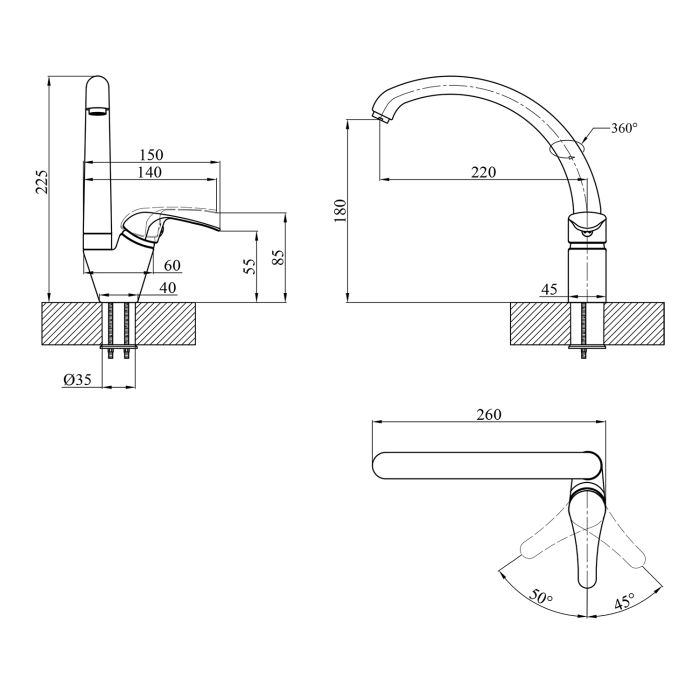 Змішувач для кухні Agua Leon - C032