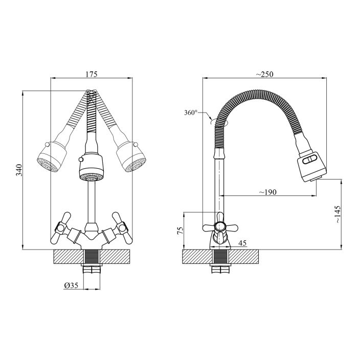 Смеситель для кухни с гибким изливом Agua Toledo - C039