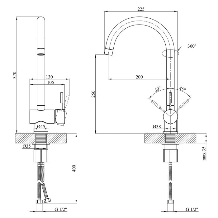 Змішувач для кухні Kroner KRM Mosel - B035