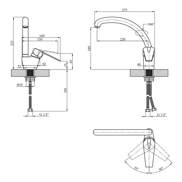 Смеситель для кухни Kroner KRM Odra - N035