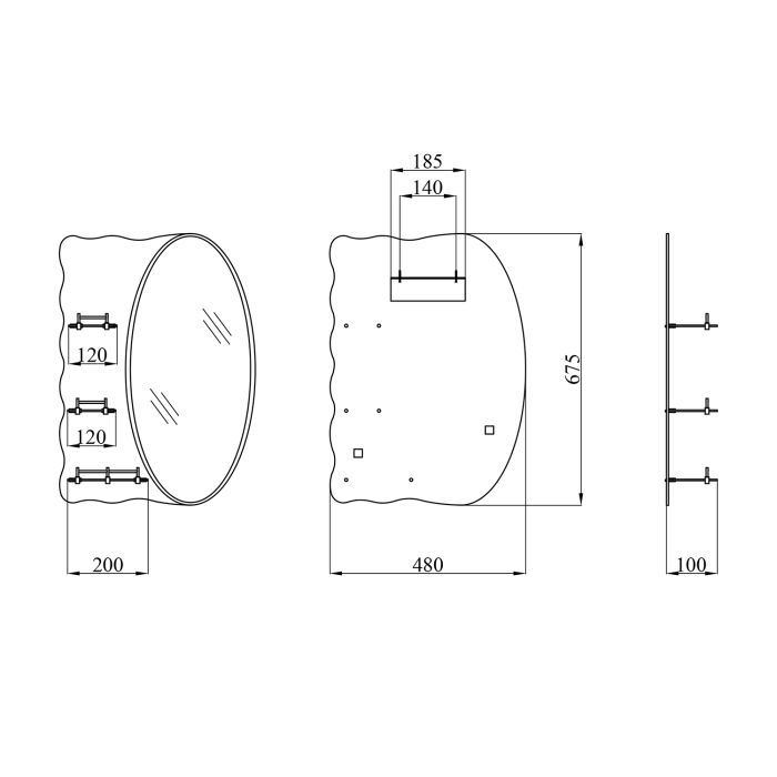 Дзеркало Kroner KRM Belantis - ACS705 із трьома полицями