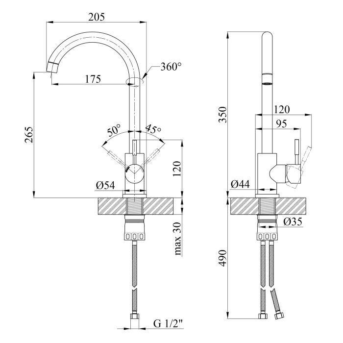 Смеситель для кухни Kroner KRP Edelstahl Klassisch - COL035