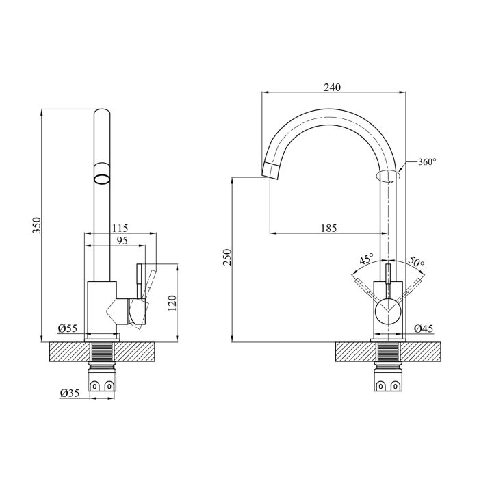 Смеситель для кухни Agua Acero - INOX035