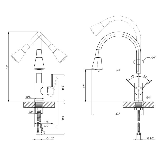 Змішувач для кухні Kroner KRP Kche - C031GRA
