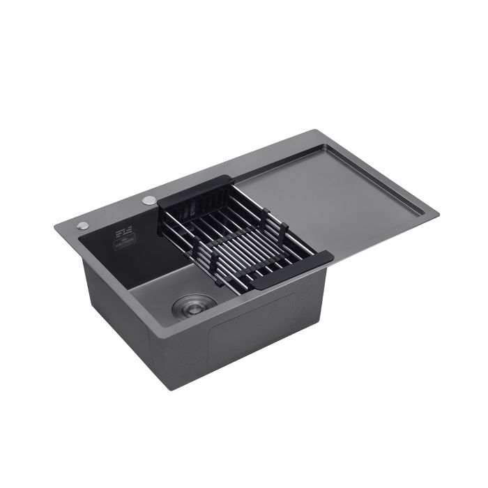 Кухонна мийка Kroner KRP Schwarze - 7849LHM PVD (3.0/1.0 мм)