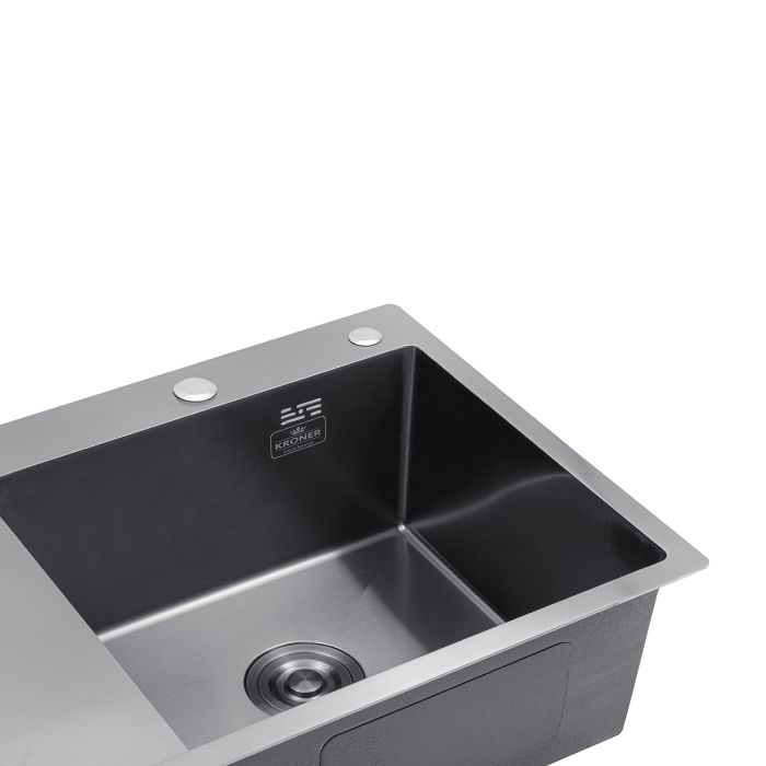 Кухонна мийка Kroner KRP Schwarze - 7849RHM PVD (3.0/1.0 мм)