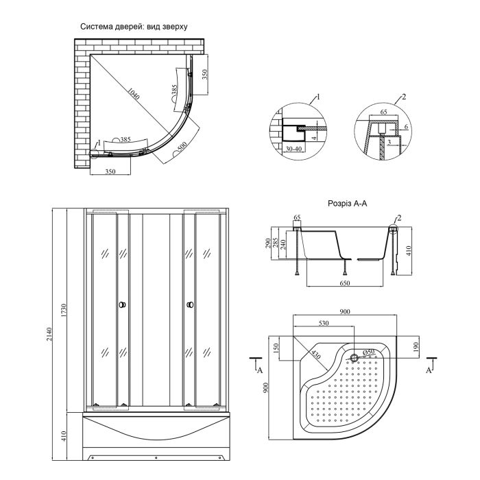 Душевая кабина Kroner KRP Harz - C.Т.G. 90x90 см