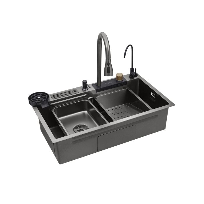 Кухонна мийка Kroner KRP Schwarze - SET7545NB PVD (3.0/0.8 мм)