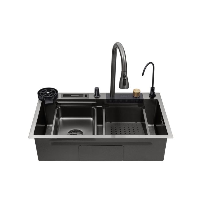 Кухонна мийка Kroner KRP Schwarze - SET7545NB PVD (3.0/0.8 мм)