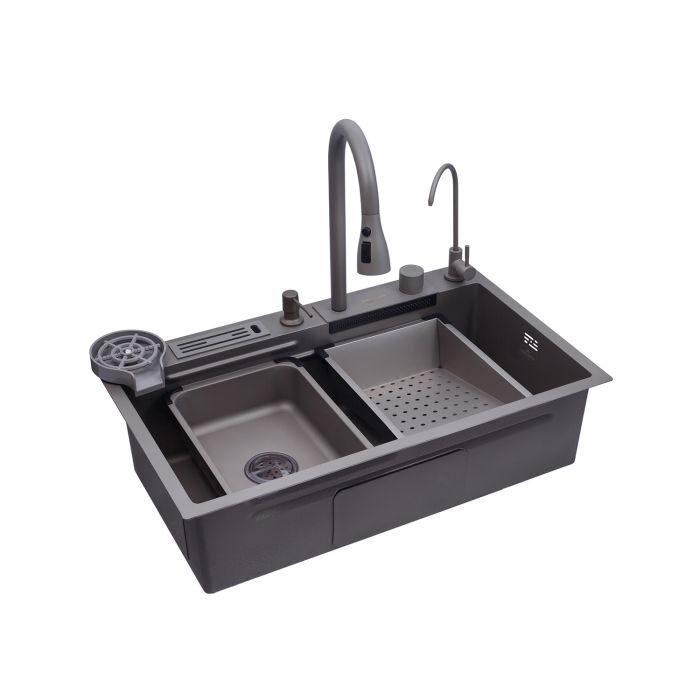 Кухонна мийка Kroner KRP Schwarze - SET7545NG PVD (3.0/0.8 мм)