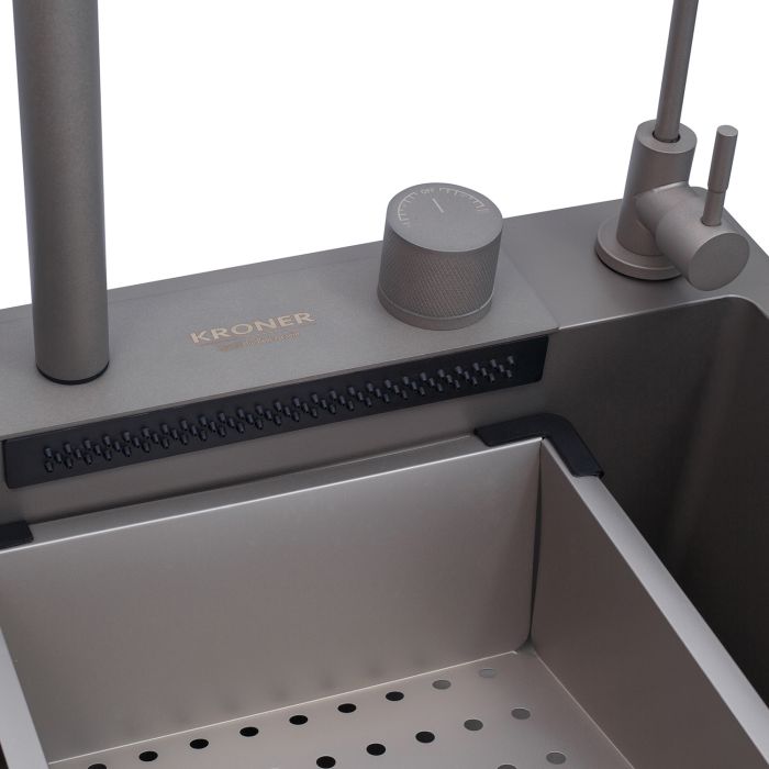 Кухонна мийка Kroner KRP Schwarze - SET7545NG PVD (3.0/0.8 мм)