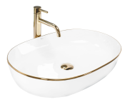 Умывальник REA CLEO 61 WHITE GOLD EDGE накладной