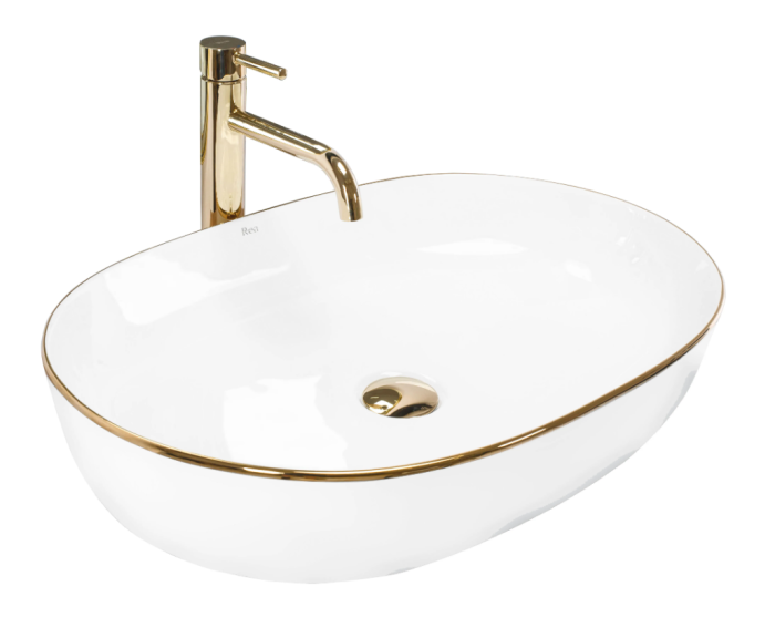 Умивальник REA CLEO 61 WHITE GOLD EDGE накладний