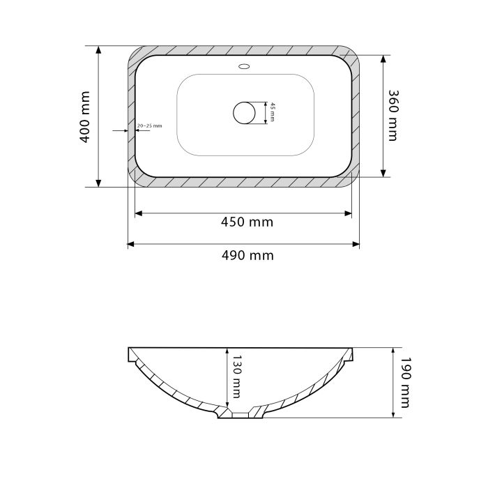 Умывальник VBI MODIKA WHITE врезной
