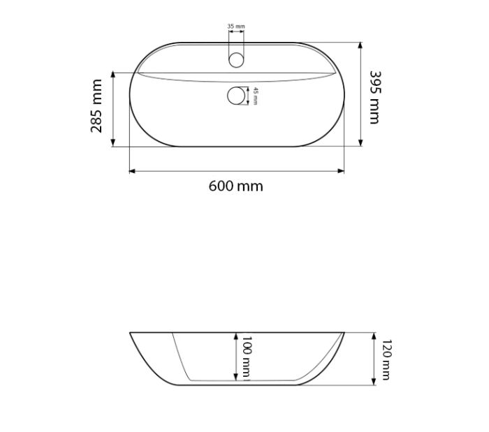 Умывальник VBI TERNI BLACK MATT накладной