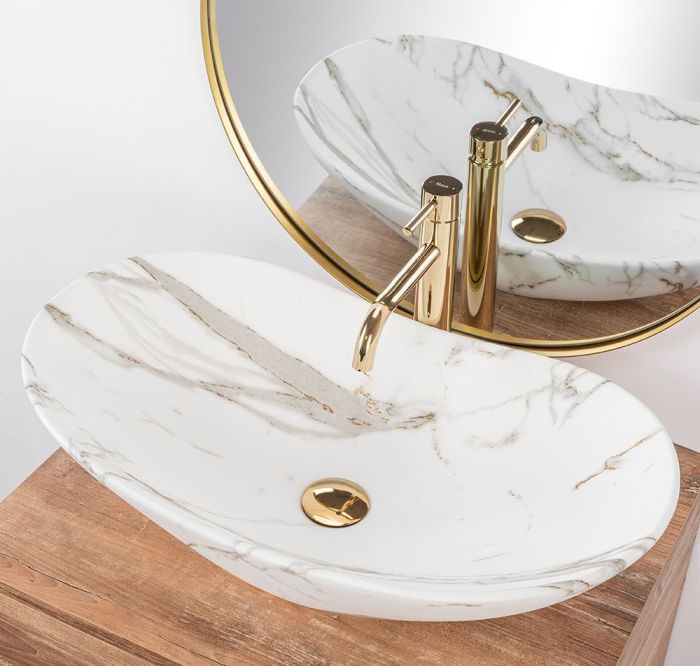 Умивальник REA ROYAL LAVA MATT накладний мармур