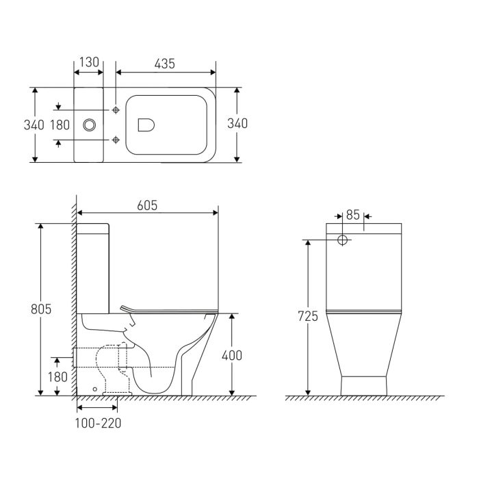 Напольный унитаз-компакт Volle LEON REY Rimless, сиденье Slim slow-closing