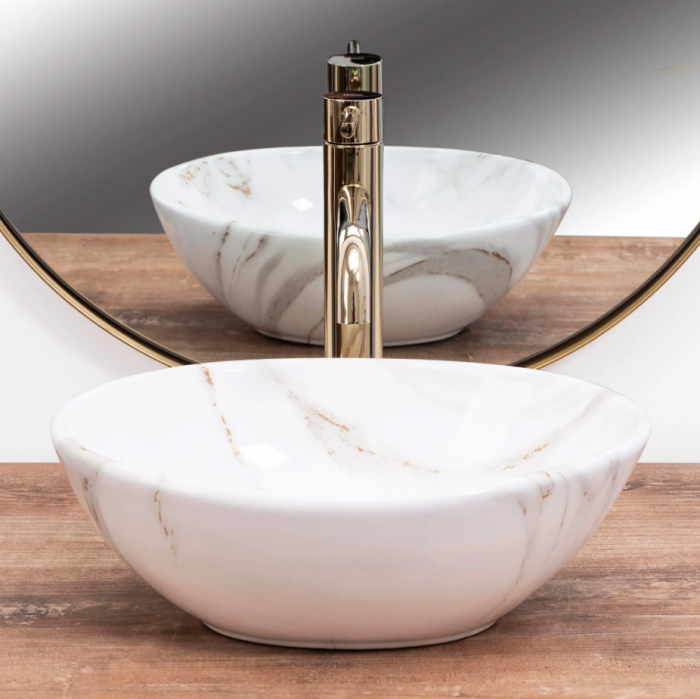 Умывальник REA SOFIA MINI SHINY AIAX накладной мрамор