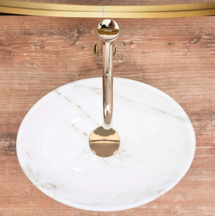 Умывальник REA SOFIA MINI SHINY AIAX накладной мрамор