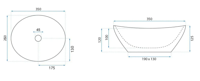 Умывальник REA SOFIA MINI SHINY AIAX накладной мрамор