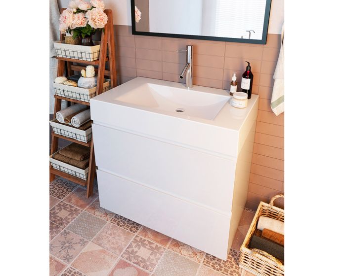 Тумба «Елегія» 80 см з умивальником «Атлант» Білий