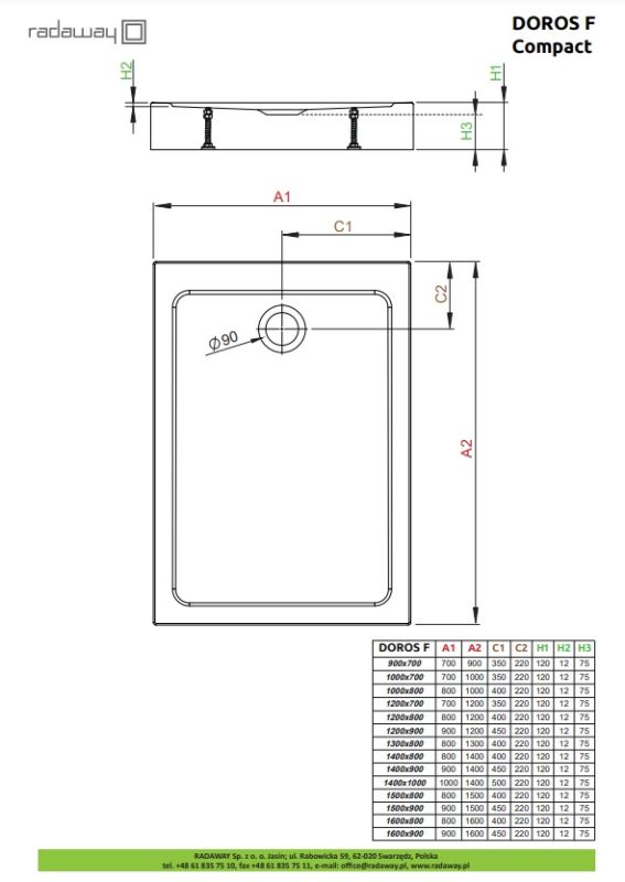 Душевой поддон Radaway Doros F Compact 1400x800x120 белый