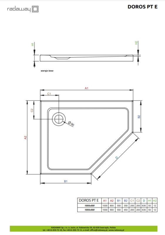 Душовий піддон Radaway Doros PT 1000Rx800x50 білий