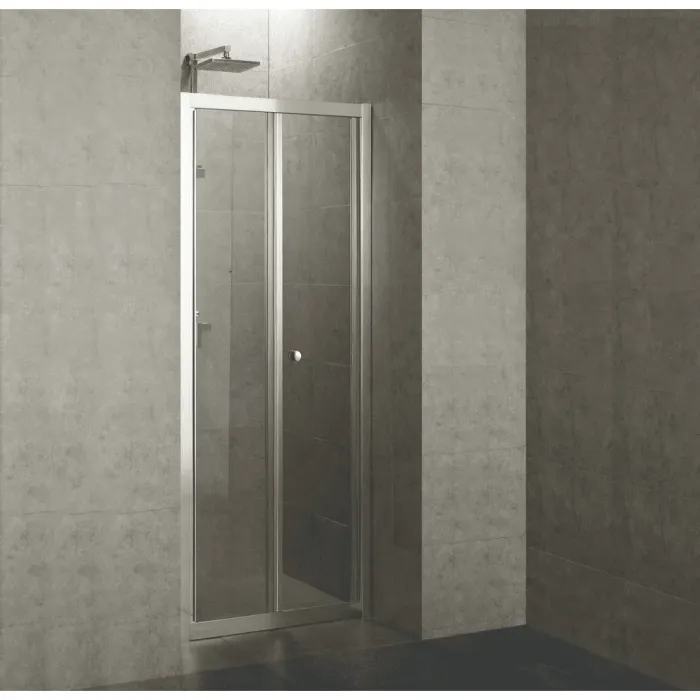 Дверь bifold 90*195, профиль хром, стекло прозрачное 5мм