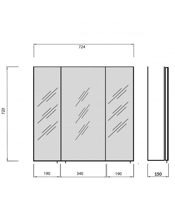 Дзеркальна галерея для ванної кімнати Oskar ЗШ-70 з LED підсвіткою