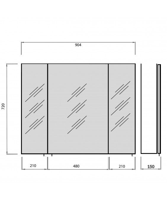 Дзеркальна галерея для ванної кімнати Oskar ЗШ-90 з LED-світильником