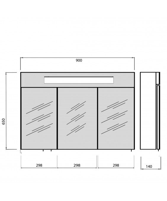 Зеркальный шкаф Oskar ЗШ-90 со встроенной подсветкой