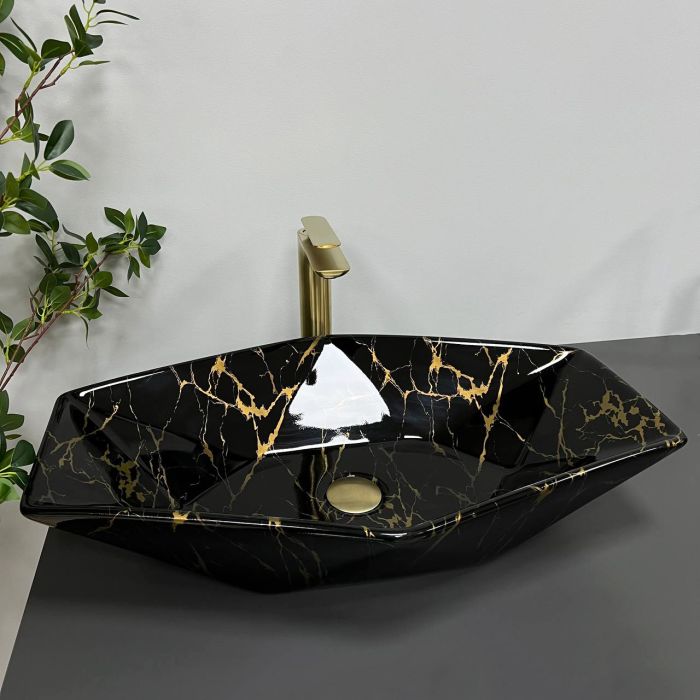 Умивальник VBI VENEZIA MARBLE BLACK GLOSSY накладний