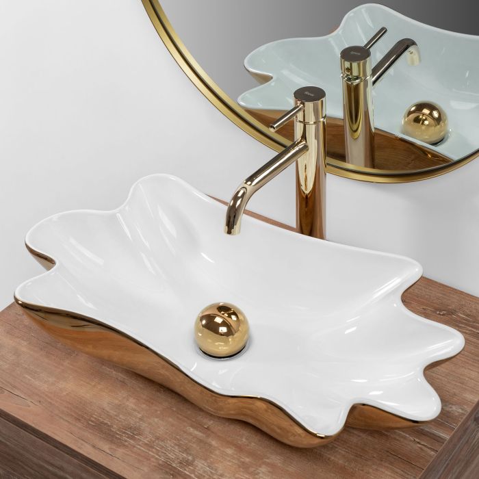 Умивальник REA INFINITY GOLD WHITE накладний