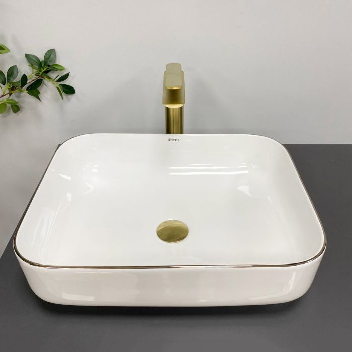 Умивальник VBI PALERMO WHITE ROSE GOLD EDGE накладний