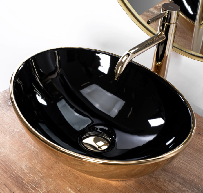 Умывальник REA SOFIA GOLD BLACK накладной