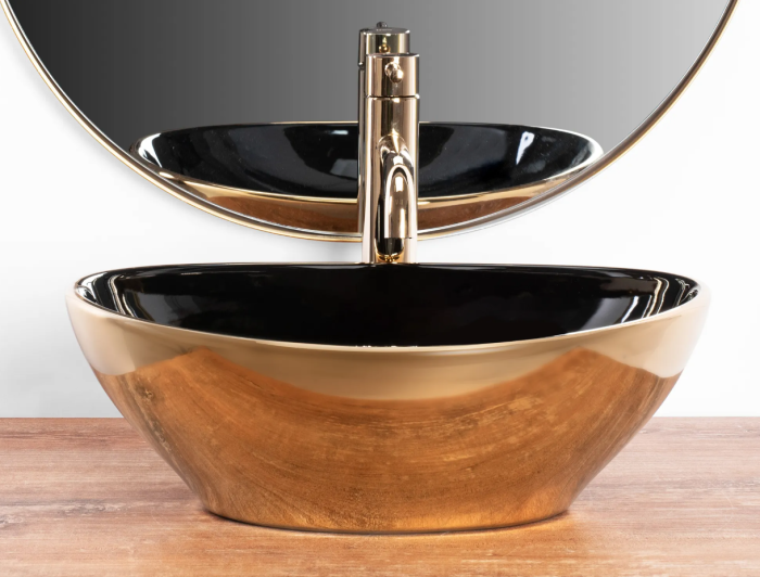 Умывальник REA SOFIA GOLD BLACK накладной