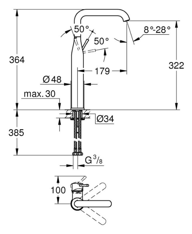 Смеситель для умывальника Essence New (32901001), Grohe