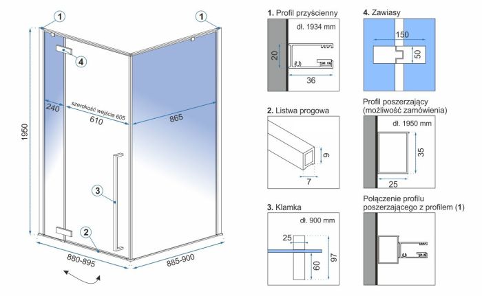 Душова кабіна REA FARGO GOLD 90х90