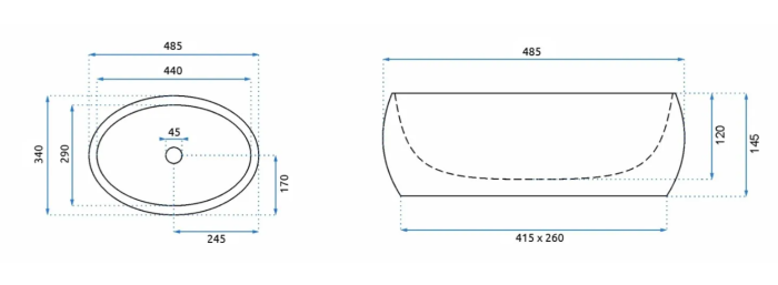 Умивальник REA LINDA WHITE білий накладний