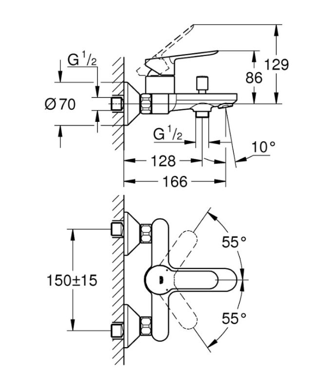 Змішувач для ванни BauEdge (23605000) GROHE НІМЕЧЧИНА