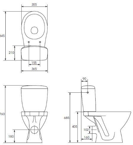 Компакт 206 Kaskada (Koral)  K010 3/6 з криш пол Cersanit ПОЛЬЩА
