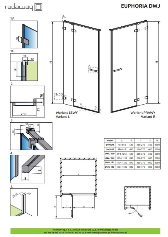Душові двері Radaway Euphoria Chrome G 812Lx2000 прозоре скло