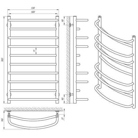 Рушникосушка ЄВРОМІКС П10, 500*900
