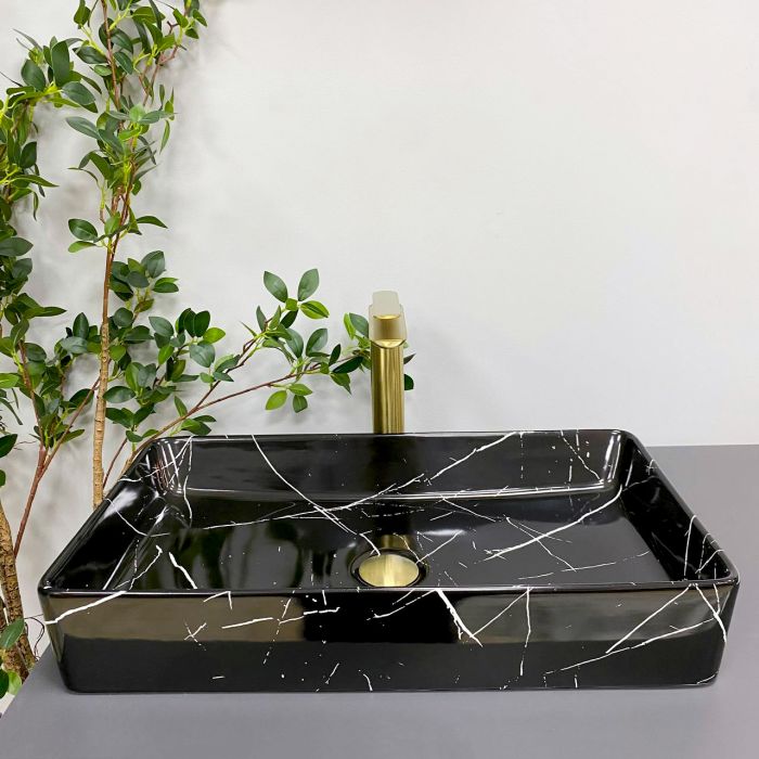 Умивальник VBI TRIEST BLACK MARMO GLOSSY накладний