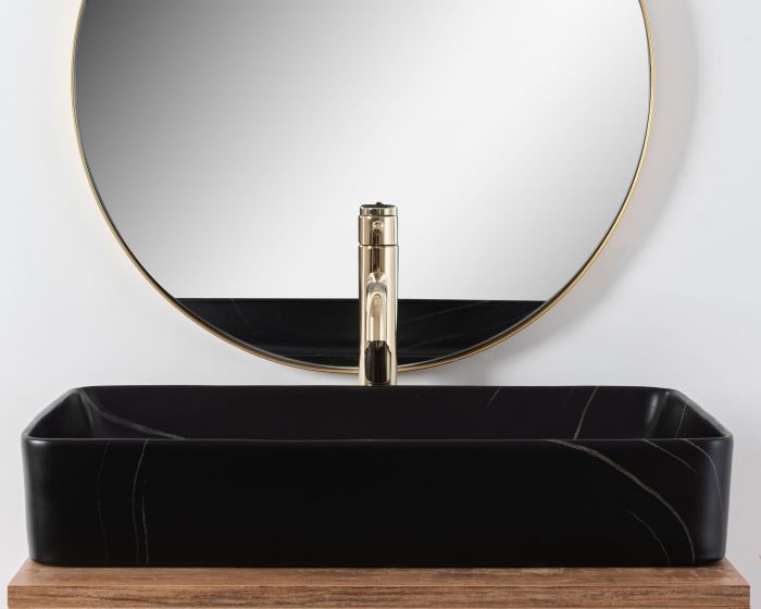 Умывальник REA DENIS BLACK STONE MATT накладной