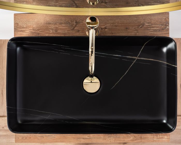 Умывальник REA DENIS BLACK STONE MATT накладной