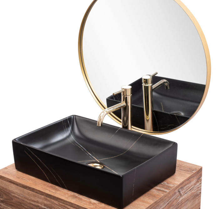 Умывальник REA INGA BLACK MARBLE MATT накладной